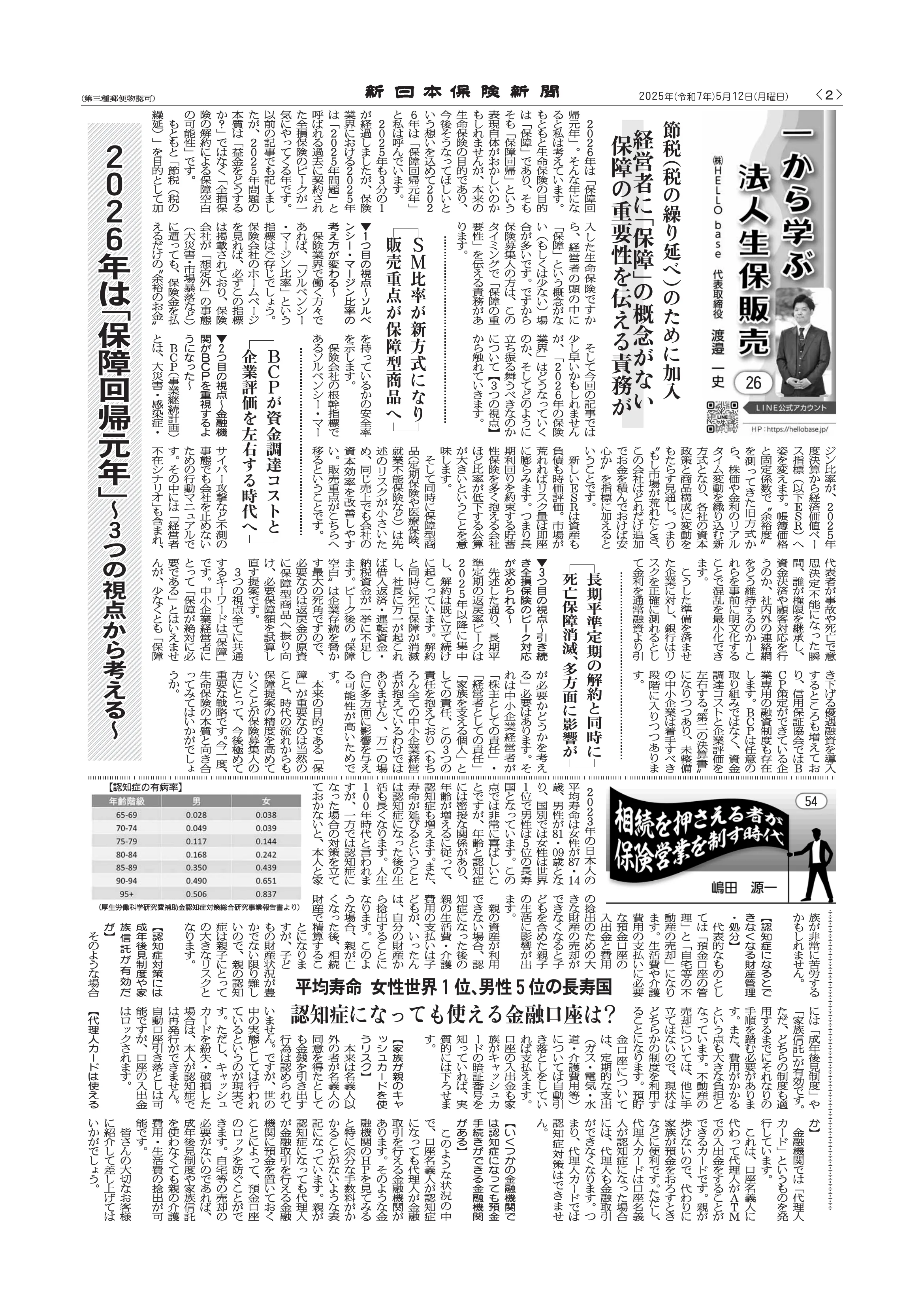 新日本保険新聞 連載コラム例